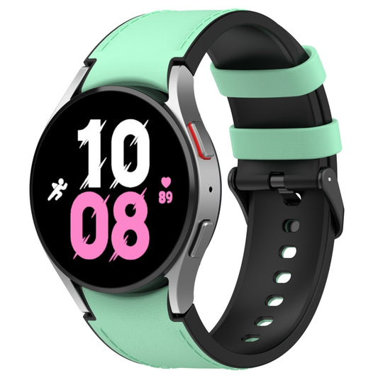 For Samsung Galaxy Watch 6 Classic Silicone Leather Black Buckle Watch Band, Size:S(Green) by bashfashion