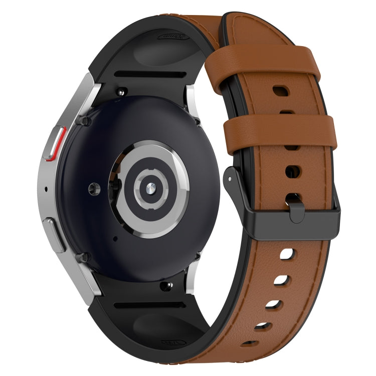 For Samsung Galaxy Watch 6 Classic Silicone Leather Black Buckle Watch Band, Size:S(Brown) by bashfashion