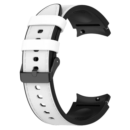 For Samsung Galaxy Watch 6 Silicone Leather Black Buckle Watch Band, Size:S(White) by bashfashion