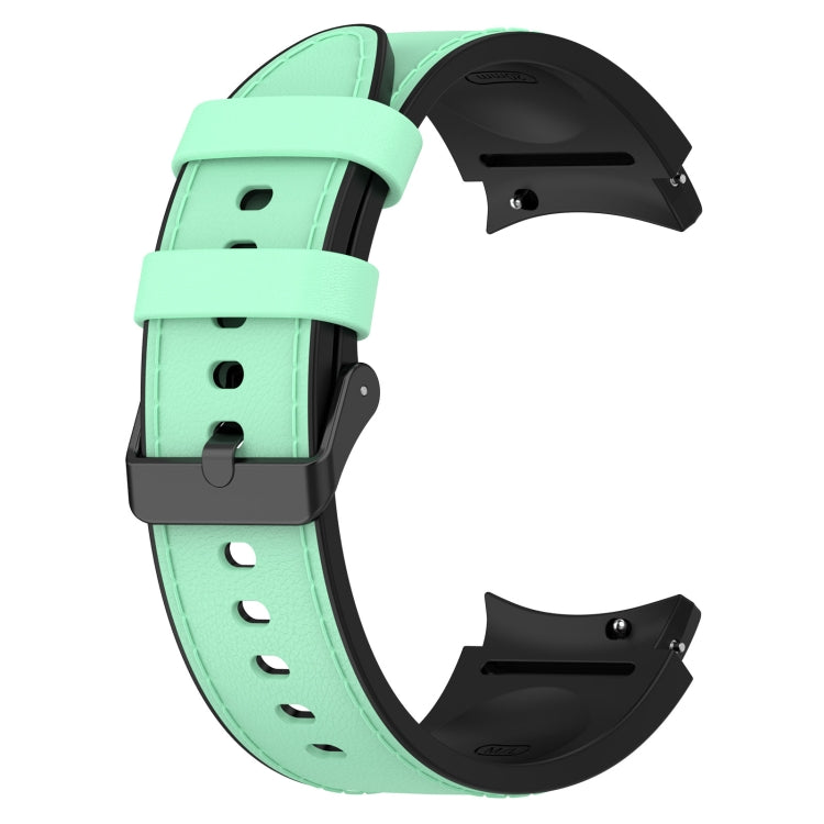 For Samsung Galaxy Watch 6 Silicone Leather Black Buckle Watch Band, Size:S(Green) by bashfashion