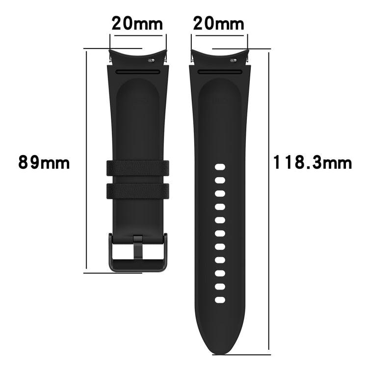 For Samsung Galaxy Watch 6 Classic Silicone Leather Black Buckle Watch Band, Size:S(Black) by bashfashion