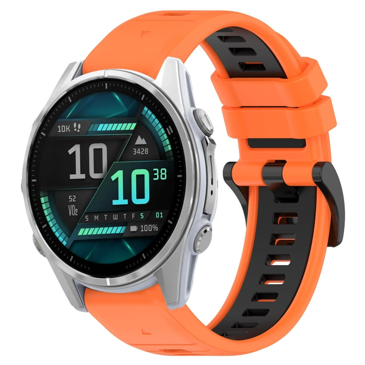 For Garmin Fenix 8 AMOLED 43mm Sports Two-Color 20mm Silicone Watch Band(Orange+Black) by bashfashion