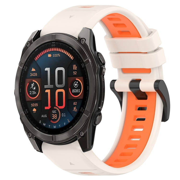 For Garmin Fenix 8 AMOLED 51mm Sports Two-Color 26mm Silicone Watch Band(Starlight+Orange) by bashfashion
