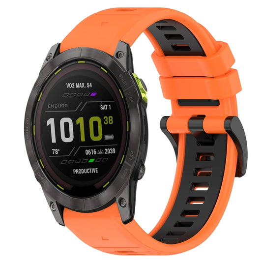 For Garmin Enduro 3 Sports Two-Color 26mm Silicone Watch Band(Orange+Black) by bashfashion