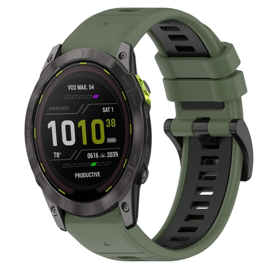 For Garmin Enduro 3 Sports Two-Color 26mm Silicone Watch Band(Olive Green+Black) by bashfashion