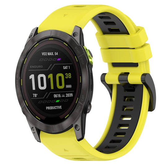 For Garmin Enduro 3 Sports Two-Color 26mm Silicone Watch Band(Yellow+Black) by bashfashion