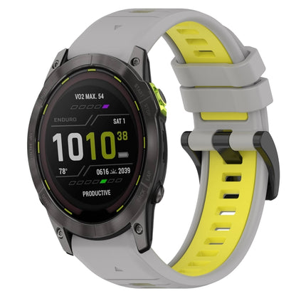 For Garmin Enduro 3 Sports Two-Color 26mm Silicone Watch Band(Grey+Yellow) by bashfashion