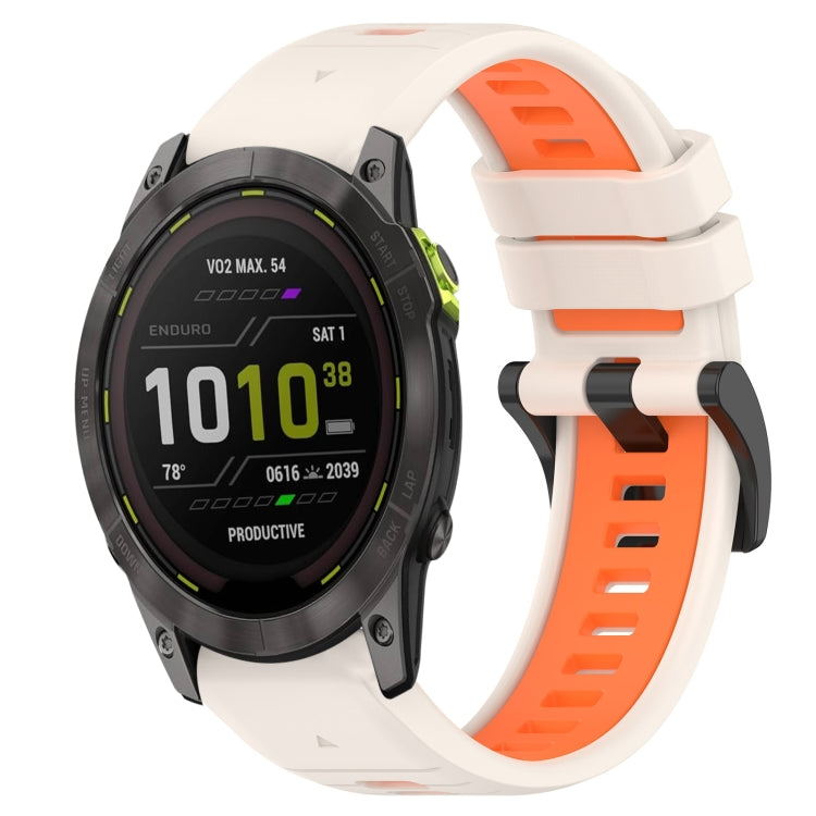 For Garmin Enduro 3 Sports Two-Color 26mm Silicone Watch Band(Starlight+Orange) by bashfashion