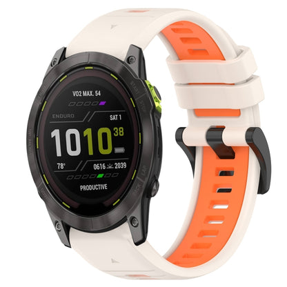 For Garmin Enduro 3 Sports Two-Color 26mm Silicone Watch Band(Starlight+Orange) by bashfashion
