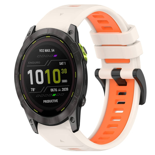 For Garmin Enduro 3 Sports Two-Color 26mm Silicone Watch Band(Starlight+Orange) by bashfashion