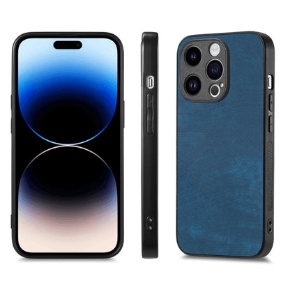 For iPhone 15 Pro Max ENKAY Retro Leather Skin PC Phone Case with High Aluminum-silicon Glass Film(Blue) by ENKAY