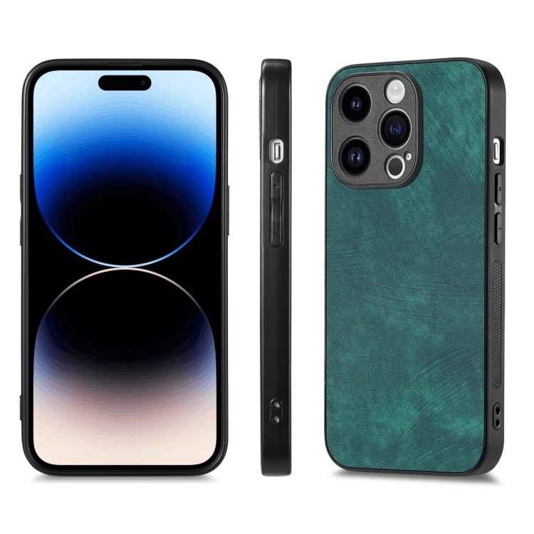 For iPhone 15 Pro Max ENKAY Retro Leather Skin PC Phone Case with High Aluminum-silicon Glass Film(Green) by ENKAY