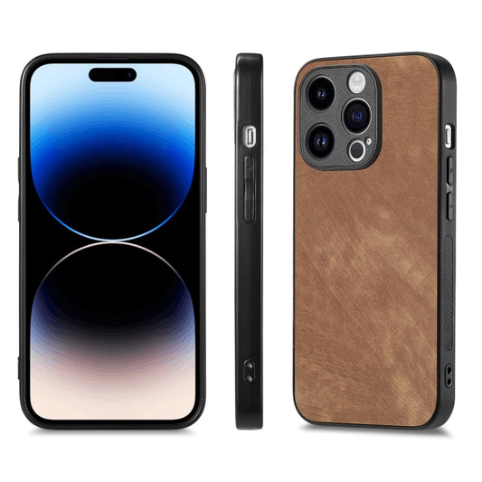 For iPhone 15 Pro Max ENKAY Retro Leather Skin PC Phone Case with High Aluminum-silicon Glass Film(Brown) by ENKAY