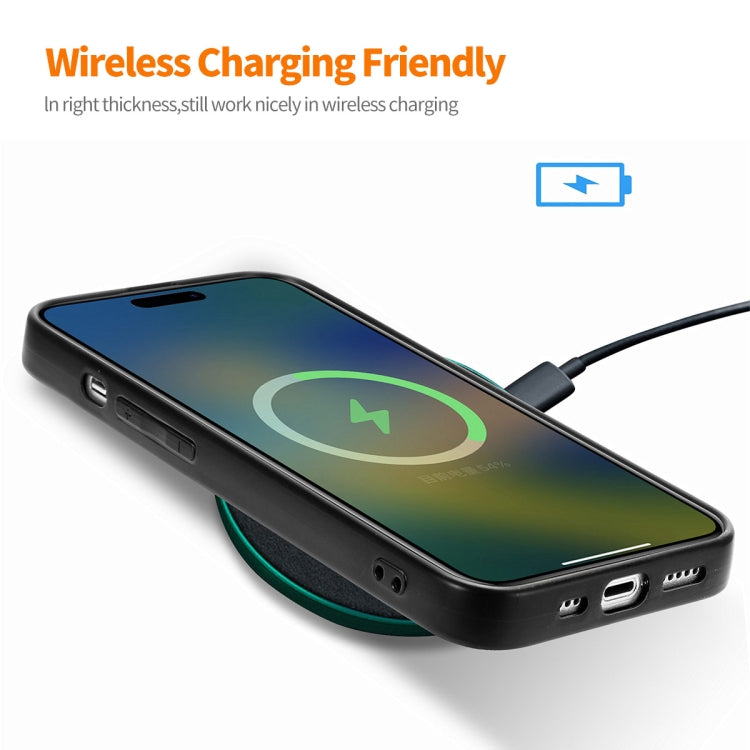 For iPhone 15 Pro Max ENKAY Retro Leather Skin PC Phone Case with High Aluminum-silicon Glass Film(Green) by ENKAY