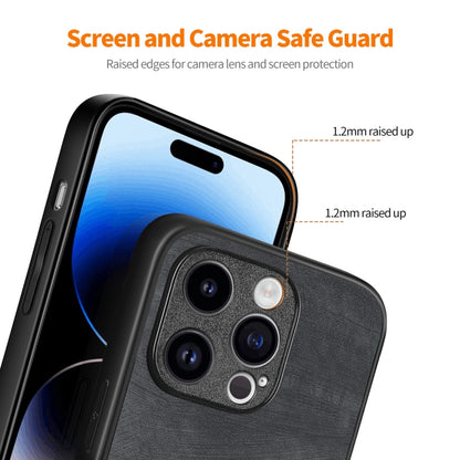 For iPhone 15 Pro ENKAY Retro Leather Skin PC Phone Case with High Aluminum-silicon Glass Film(Blue) by ENKAY