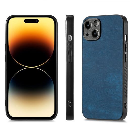 For iPhone 15 Plus ENKAY Retro Leather Skin PC Phone Case with High Aluminum-silicon Glass Film(Blue) by ENKAY