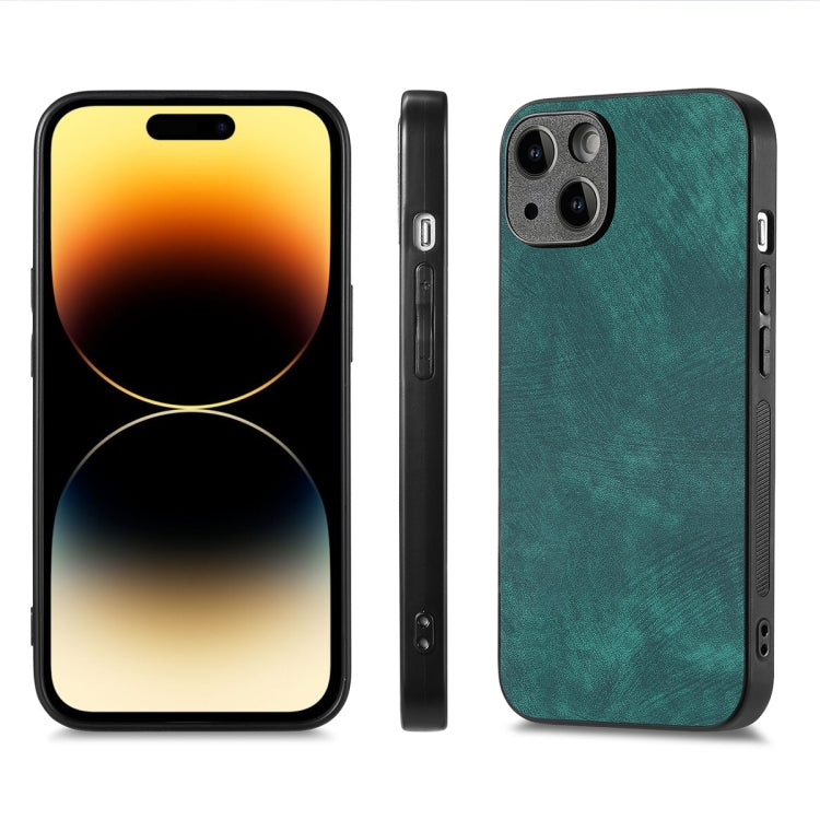 For iPhone 15 Plus ENKAY Retro Leather Skin PC Phone Case with High Aluminum-silicon Glass Film(Green) by ENKAY