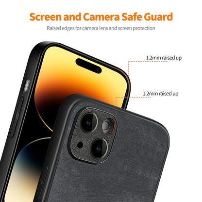 For iPhone 15 ENKAY Retro Leather Skin PC Phone Case with High Aluminum-silicon Glass Film(Black) by ENKAY