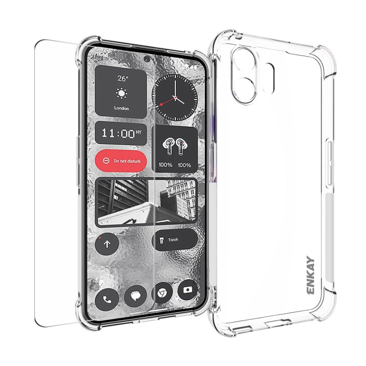 For Nothing Phone 2 ENKAY Transparent TPU Shockproof Phone Case with Glass Film by ENKAY