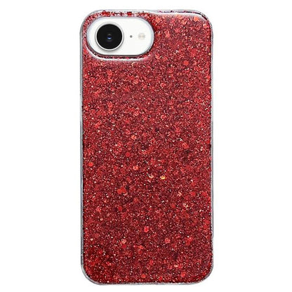 For iPhone 16e Glitter Sequins Epoxy TPU Phone Case(Red) by bashfashion
