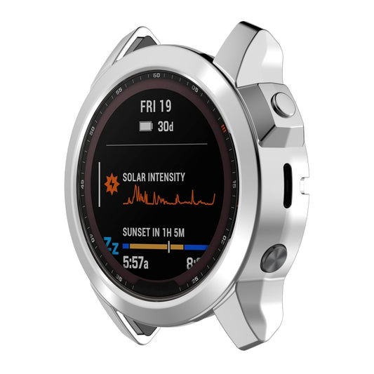 For Garmin Fenix 7X Pro Half Package Electroplated TPU Watch Protective Case(Sliver) by bashfashion