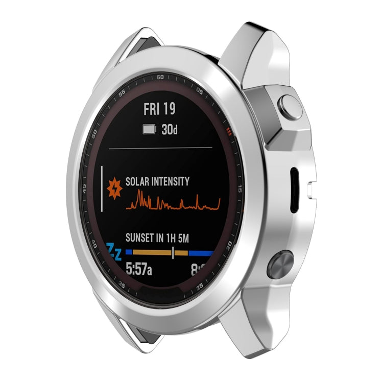 For Garmin Fenix 7 Pro Half Package Electroplated TPU Watch Protective Case(Sliver) by bashfashion