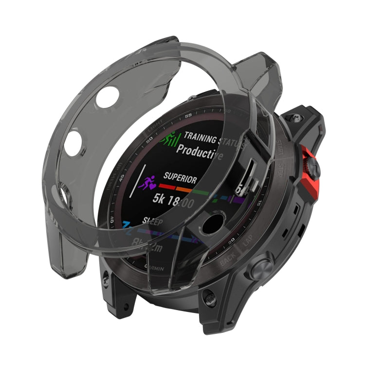 For Garmin Fenix 7X Pro Half-Package TPU Watch Protective Case(Transparent Black) by bashfashion