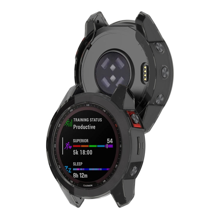 For Garmin Fenix 7 Pro Half-Package TPU Watch Protective Case(Transparent Black) by bashfashion