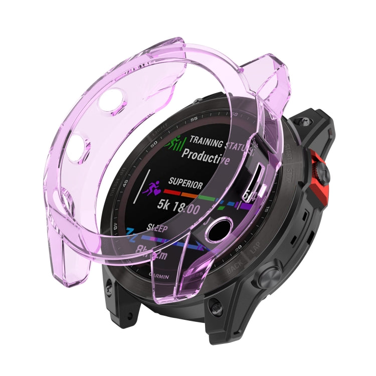 For Garmin Fenix 7 Pro Half-Package TPU Watch Protective Case(Transparent Purple) by bashfashion