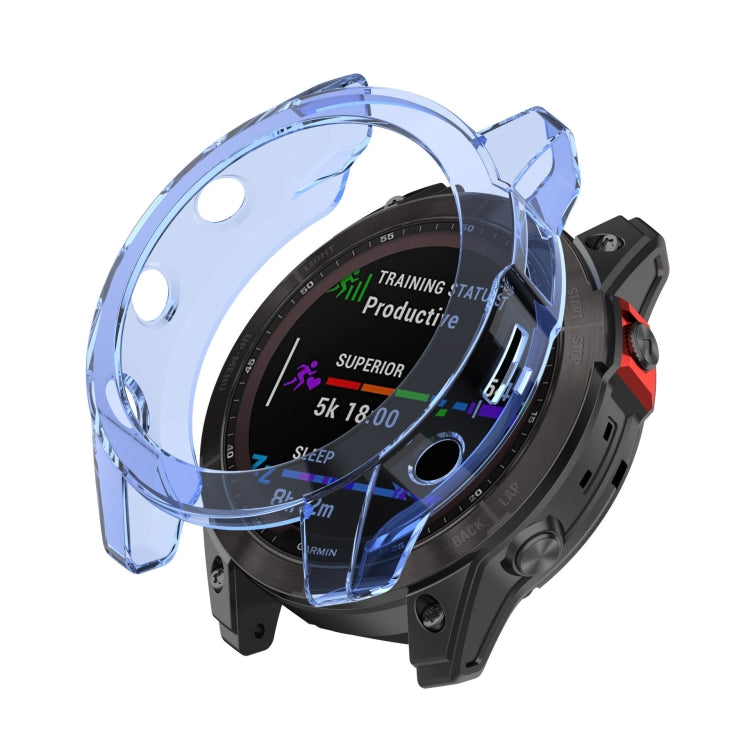 For Garmin Fenix 7S Pro Half-Package TPU Watch Protective Case(Transparent Blue) by bashfashion