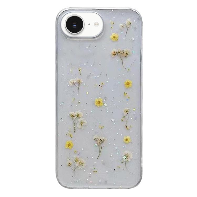 For iPhone 16e Gypsophila Flowers Pattern TPU Protective Phone Case(Yellow) by bashfashion