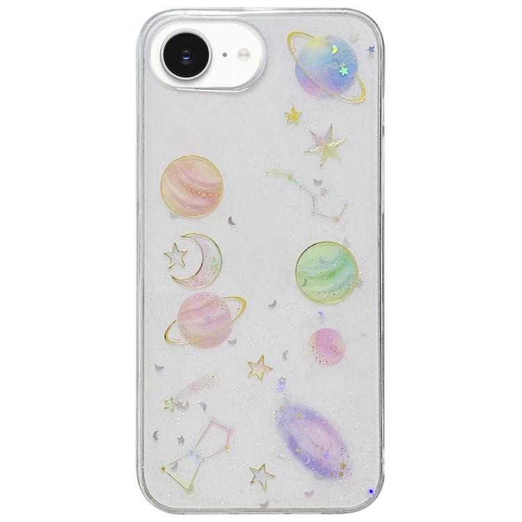 For iPhone 16e Cosmic Star Glitter Epoxy TPU Phone Case(Transparent) by bashfashion