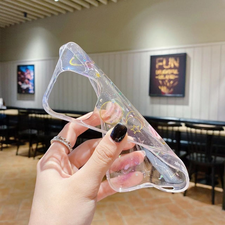 For iPhone 16e Cosmic Star Glitter Epoxy TPU Phone Case(Transparent) by bashfashion