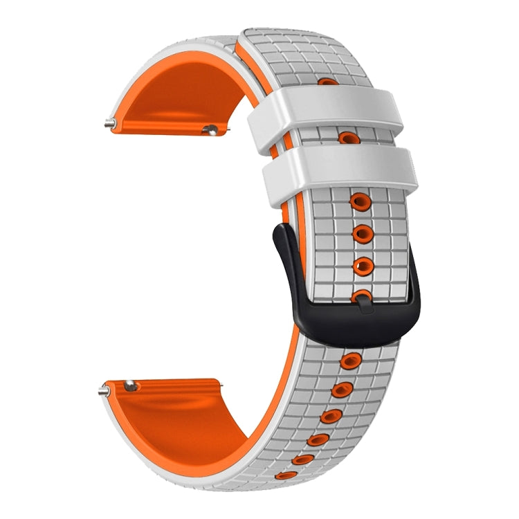 For Garmin Forerunner 265 22mm Mesh Two Color Silicone Watch Band(White Orange) by bashfashion
