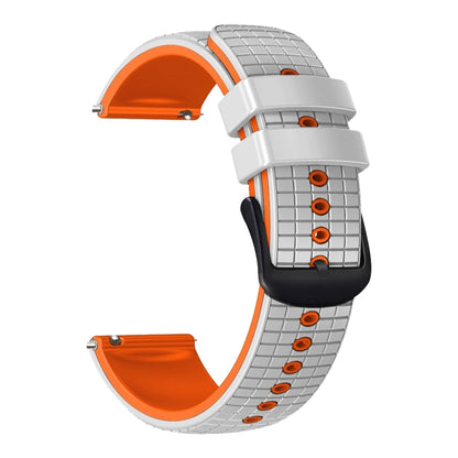 For Garmin Forerunner 265 22mm Mesh Two Color Silicone Watch Band(White Orange) by bashfashion