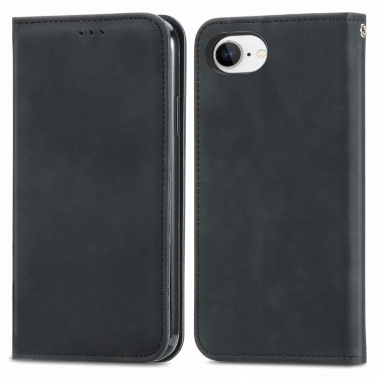 For iPhone 16e Retro Skin Feel Magnetic Flip Leather Phone Case(Black) by bashfashion