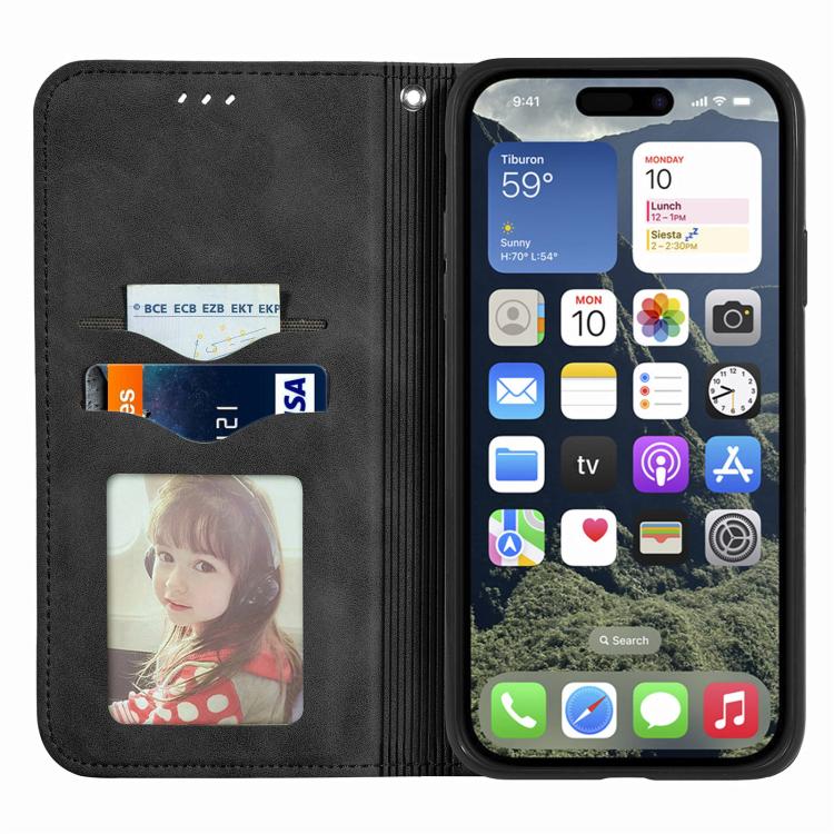 For iPhone 16e Retro Skin Feel Magnetic Flip Leather Phone Case(Black) by bashfashion