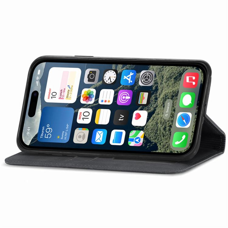 For iPhone 16e Retro Skin Feel Magnetic Flip Leather Phone Case(Black) by bashfashion