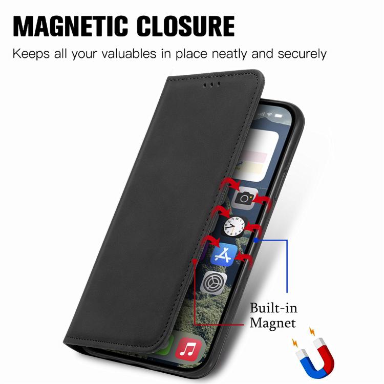 For iPhone 16e Retro Skin Feel Magnetic Flip Leather Phone Case(Black) by bashfashion