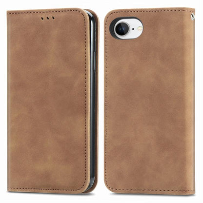 For iPhone 16e Retro Skin Feel Magnetic Flip Leather Phone Case(Brown) by bashfashion