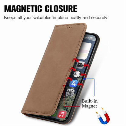 For iPhone 16e Retro Skin Feel Magnetic Flip Leather Phone Case(Brown) by bashfashion