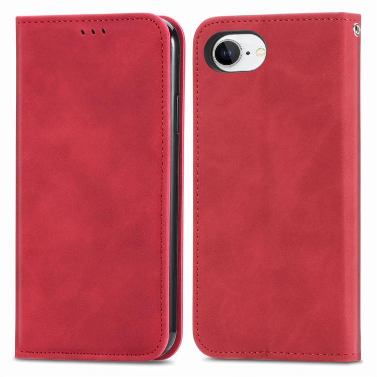 For iPhone 16e Retro Skin Feel Magnetic Flip Leather Phone Case(Red) by bashfashion