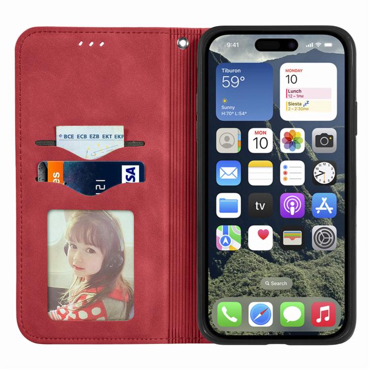 For iPhone 16e Retro Skin Feel Magnetic Flip Leather Phone Case(Red) by bashfashion
