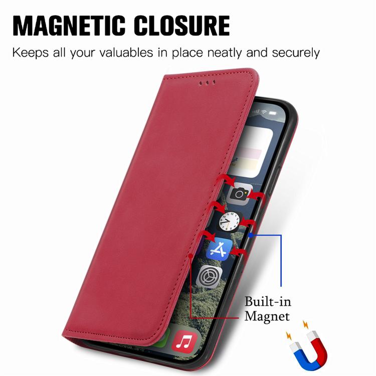For iPhone 16e Retro Skin Feel Magnetic Flip Leather Phone Case(Red) by bashfashion