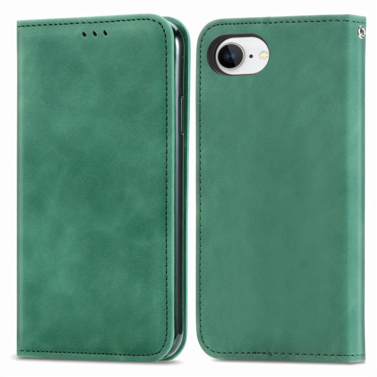 For iPhone 16e Retro Skin Feel Magnetic Flip Leather Phone Case(Green) by bashfashion