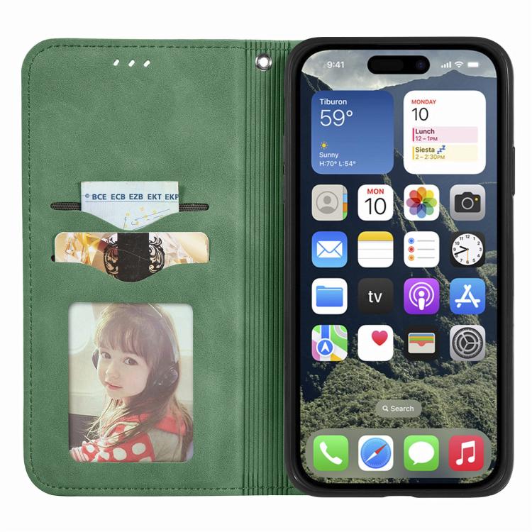 For iPhone 16e Retro Skin Feel Magnetic Flip Leather Phone Case(Green) by bashfashion