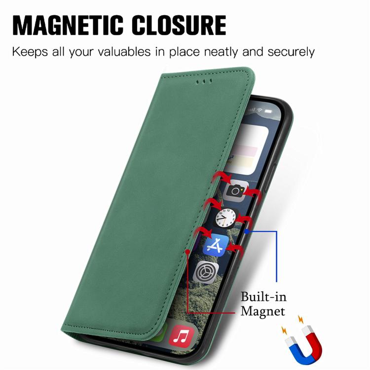 For iPhone 16e Retro Skin Feel Magnetic Flip Leather Phone Case(Green) by bashfashion