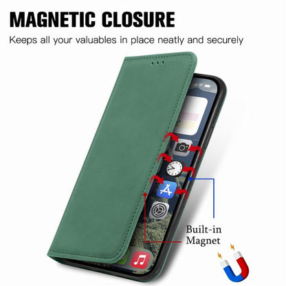 For iPhone 16e Retro Skin Feel Magnetic Flip Leather Phone Case(Green) by bashfashion