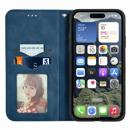 For iPhone 16e Retro Skin Feel Magnetic Flip Leather Phone Case(Blue) by bashfashion