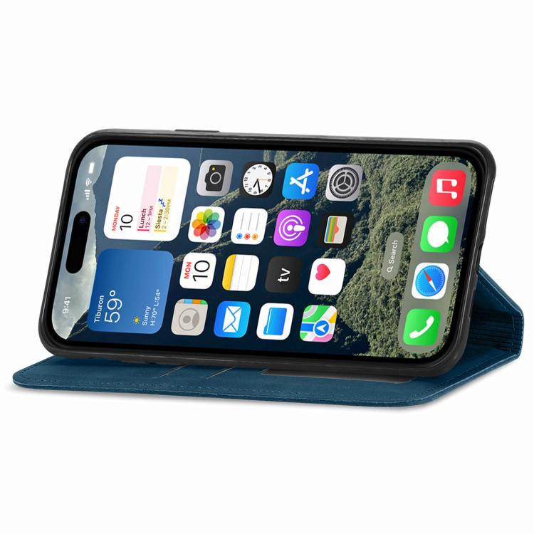 For iPhone 16e Retro Skin Feel Magnetic Flip Leather Phone Case(Blue) by bashfashion
